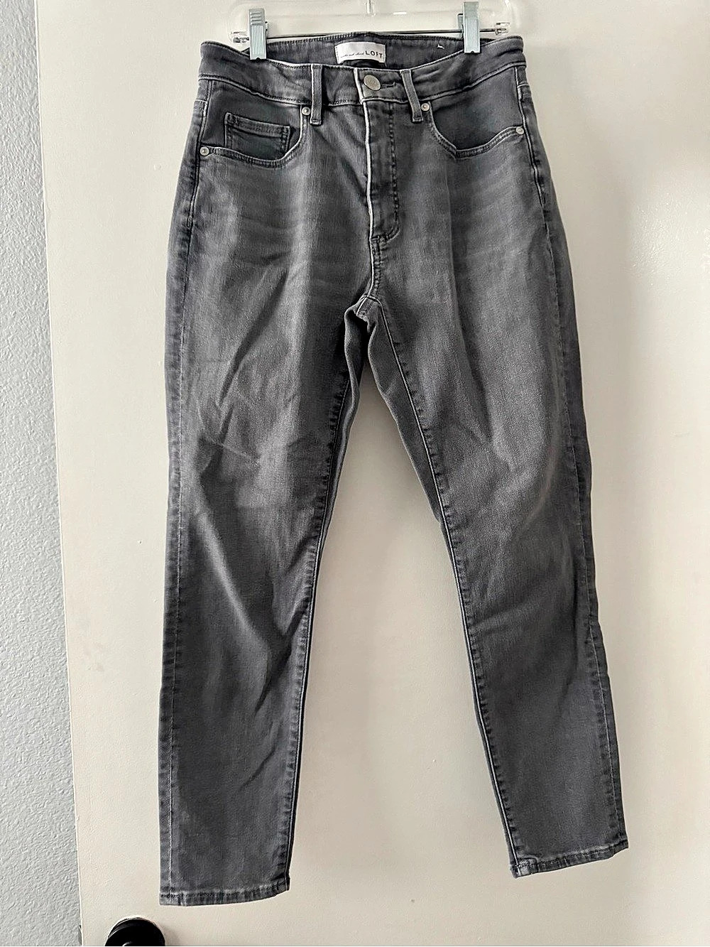 LOFT Curvy Skinny Crop Jeans Gray Straight Leg Jeans